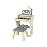 Lean_Toys Otroški električni klavir siva s stolom 25 tipk | Shoptok.si