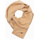 Ombre Men's monochrome scarf with tassels - light brown Cene