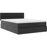 vidaXL Otomanski posteljni okvir z vzmetnico črn 140x190 cm um. usnje | Shoptok.si