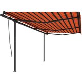 vidaXL Avtomatsko zložljiva tenda s stebrički 6x3,5 m oranžna in rjava | Shoptok.si