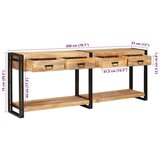  Konzolna miza s predalom 2 pcs Rjava Trden robusten mangov les - - Rjava - 38.44 - 200 x 33 x 75 cm - 2025- | Shoptok.si
