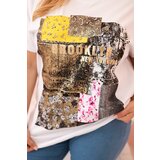 Kesi Włoski Women's cotton Plus Size blouse with colorful print white + yellow | Shoptok.si