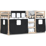  The living store pograd z zavesami bel in črn 80x200 cm trdna borovina - pograd, (21488266) | Shoptok.si