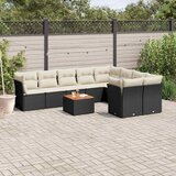  10-dijelni set vrtnih sofa s jastucima crni od poliratana | shoptok.hr