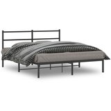  Metalni okvir za krevet s uzglavljem crni 150x200 cm | shoptok.hr