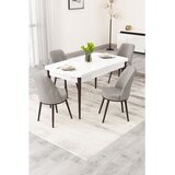 Hanah home trpezarijski set Rax, sto na razvlačenje i 4 stolice, bela ploča, braon noge, siva tkanina Babyface | Eponuda.com
