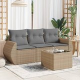 Maison Chic Seti vrtnega pohištva - Vrtna garnitura - Vrtni pohištvo set 4-delna z blazinami bež poli ratan, (21818703) | Shoptok.si