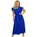 Pri Long dress tied at the waist with short sleeves with frill CELINA | shoptok.hr