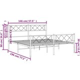 Metalni okvir kreveta uzglavlje i podnožje crni 140x190 cm | shoptok.hr