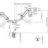 BIT FORCE stolna ručka za 2 monitora s plinskom oprugom BRACKET DMG-32-2M | shoptok.hr