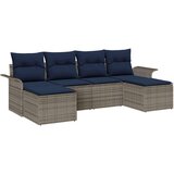  Vrtna sedežna garnitura z blazino 6 pcs Siva Poly ratan, (5000021362) | Shoptok.si