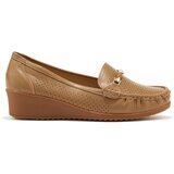 Shelvt Brown openwork loafers on a low wedge | Shoptok.si