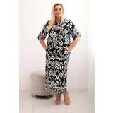 Kesi Włoski Plus size women's viscose set with geometric print black | shoptok.hr