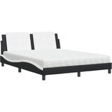 The Living Store Postelja z vzmetnico črna in bela 160x200 cm umetno usnje - Postelja, (21612002) | Shoptok.si