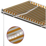  Tenda na ručno uvlačenje s LED svjetlima 400x300 cm žuto-bijela | shoptok.hr