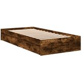 vidaXL Posteljni okvir s predali dimljen hrast 90x200 cm inž. les | Shoptok.si