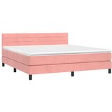  Box spring postelja z vzmetnico roza 160x200 cm žamet, (20896575) | Shoptok.si