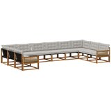 vidaXL Zunanja garnitura za sedenje 10 pcs Naravna in svetlo siva, (5000281675) | Shoptok.si
