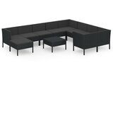  11-dijelna vrtna garnitura od poliratana s jastucima crna | shoptok.hr