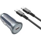 Borofone Auto Punjač sa kablom 1m Type-C to Type-C BZ26 Searcher single port PD30W Type-C car set gray Cijene