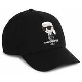 Karl Lagerfeld Otroška bombažna bejzbolska kapa črna barva