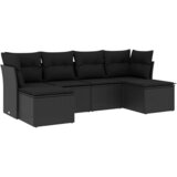  6-dijelni set vrtnih sofa s jastucima crni od poliratana | shoptok.hr