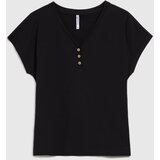 Marisse Black Cotton Button-Up Blouse | shoptok.hr