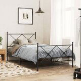 Maison Chic Kovinski Posteljni okvir - Dvoposteljna postelja - Zakonska postelja z vzglavjem in vznožjem črn 100x190 cm, (21696661) | Shoptok.si