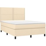 vidaXL Krevet box spring s madracem LED krem 140x190 cm od tkanine | shoptok.hr