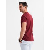 Ombre BASIC men's cotton classic tee shirt with a v-neck - maroon | Shoptok.si
