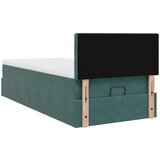 vidaXL Otomanski posteljni okvir z vzmetnico zelen 90x200 cm žamet, (21608555) | Shoptok.si