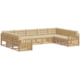vidaXL Zunanja garnitura za sedenje z blazino 9 pcs Bela in bež, (5000270920) | Shoptok.si