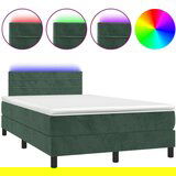  Box spring postelja z vzmetnico LED tem. zelena 120x200cm žamet | Shoptok.si