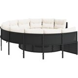  Vrtna sofa s jastucima okrugla crna od poliratana | shoptok.hr