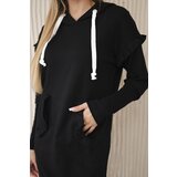 Kesi Black dress with decorative ruffles and hood | Shoptok.si
