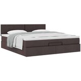 vidaXL Otomanski posteljni okvir z vzmetnico temno rjava 180x200 cm | Shoptok.si