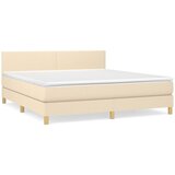 vidaXL Box spring postelja z vzmetnico krem 180x200 cm blago, (20893226) | Shoptok.si