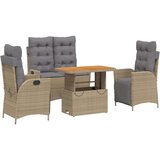  4-dijelni vrtni blagovaonski set od poliratana s jastucima bež | shoptok.hr