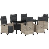 vidaXL 7-dijelni set za objedovanje u vrtu svijetlo sivi poli ratan | shoptok.hr