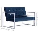 In Kavč dvosed z naslonjali za roke moder krom in žamet | Shoptok.si