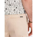 Ombre Men's cotton cargo shorts with elastic waistband - beige | Shoptok.si