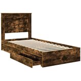  Postelja s shranjevanjem z vzglavjem Dimljeni oreh 75 x 190 cm, (5000107038) | Shoptok.si