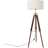 QAZQA Stoječa svetilka iz medenine s senčnikom svetlo siva 50 cm stativ - Cortin | Shoptok.si