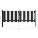  Dvojna vrata za ograjo iz jekla 306x175 cm antracitna | Shoptok.si