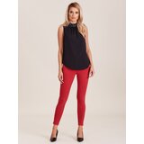 Fashion Hunters Strečové červené kalhoty s vysokým pasem | Shoptok.si