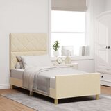 vidaXL Krevet s okvirom u krem boji 100x200 cm izrađen od tkanine | shoptok.hr