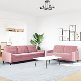  2-dijelni set sofa s jastucima ružičasti baršunasti | Eponuda.ba