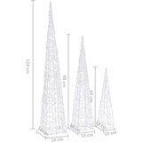 vidaXL Set akrilnih ukrasnih LED stožaca hladno bijeli 60/90/120 cm | shoptok.hr