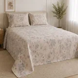 prekrivač set bloom 200x220 / 2pcs 50x70+5 - beige/lilac ( 025819 )