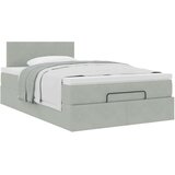 vidaXL Otomanski posteljni okvir z vzmetnico siv 120x190 cm žamet | Shoptok.si